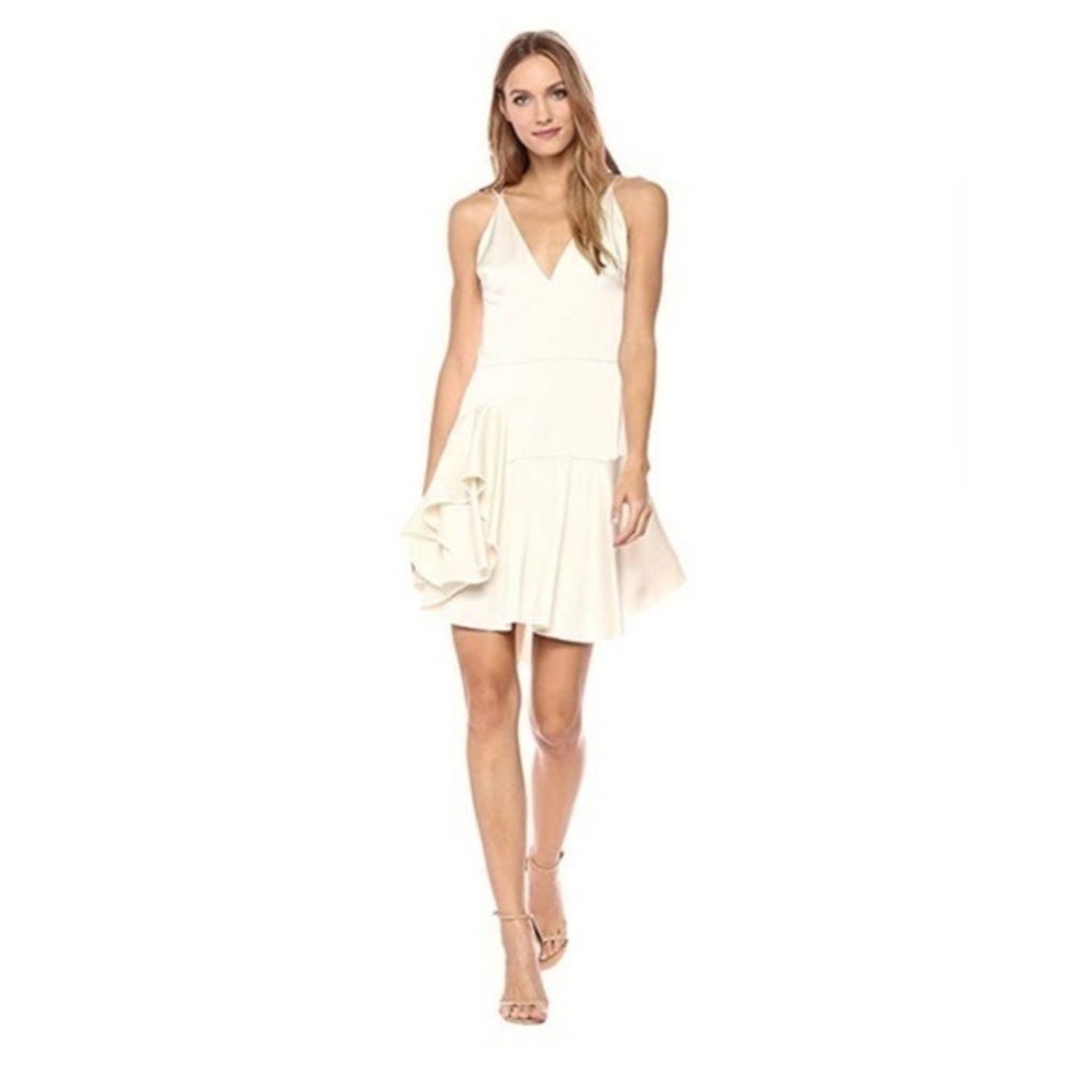 Halston Heritage Deep V Neck Cami Dress in Cream size 0